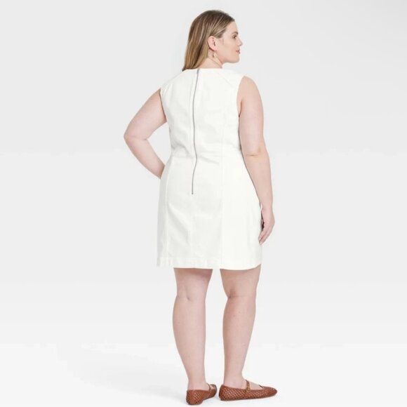 NWT White Sleeveless Denim Mini Dress Size 26 - Picture 2 of 3